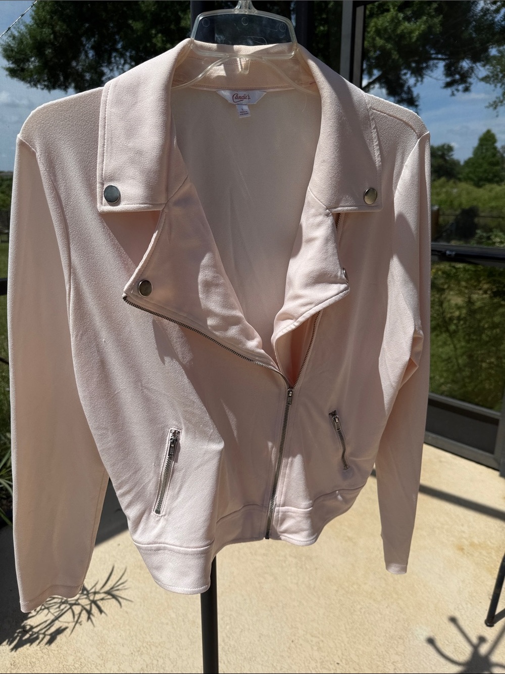 Candie's Light Blush Pink Moto Jacket with Zipper Accents